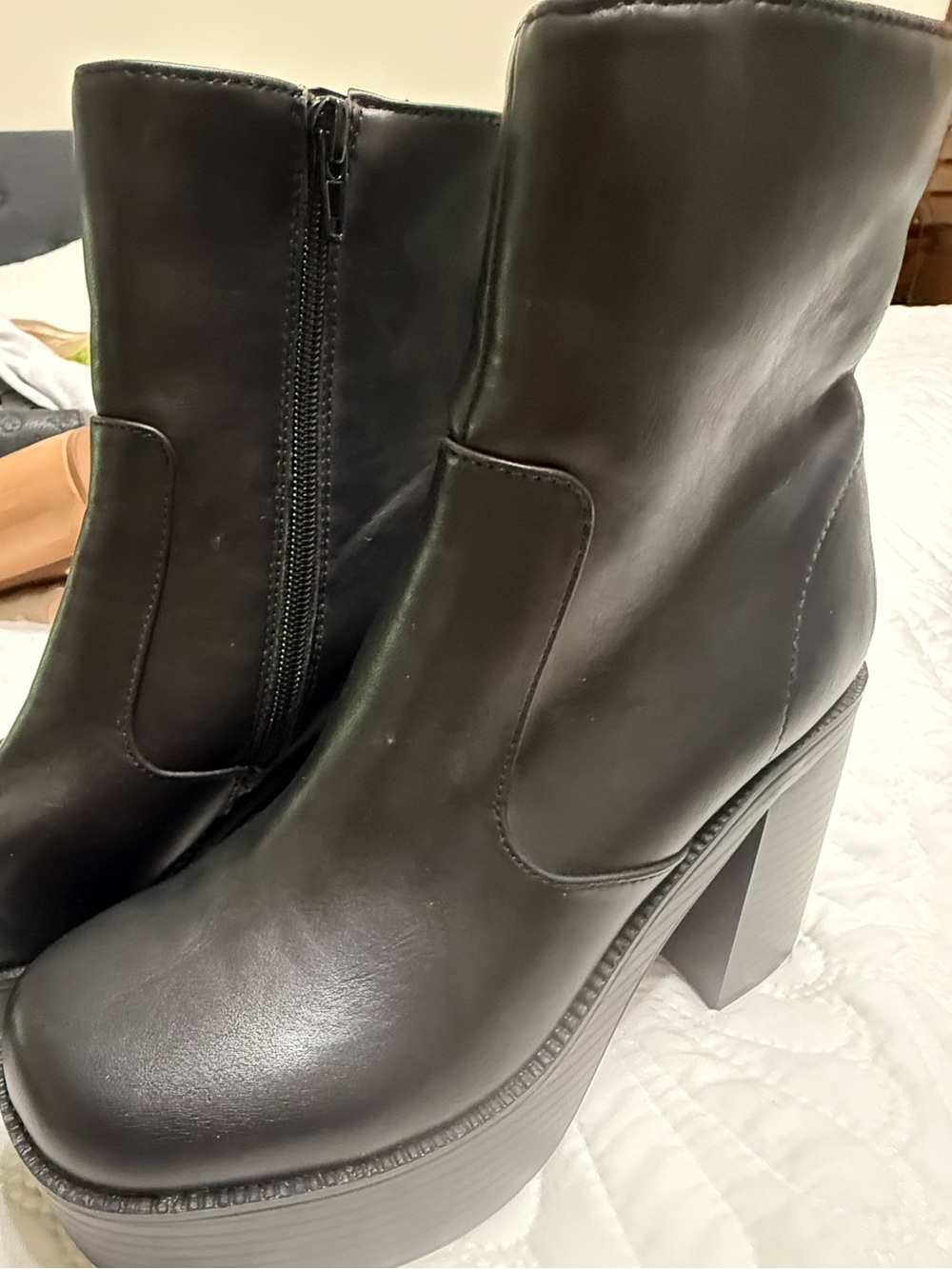 Madden Girl Black Platform Block Heel Ankle Boots